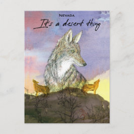 Postal Nevada Coyote es un tema del desierto al atardecer