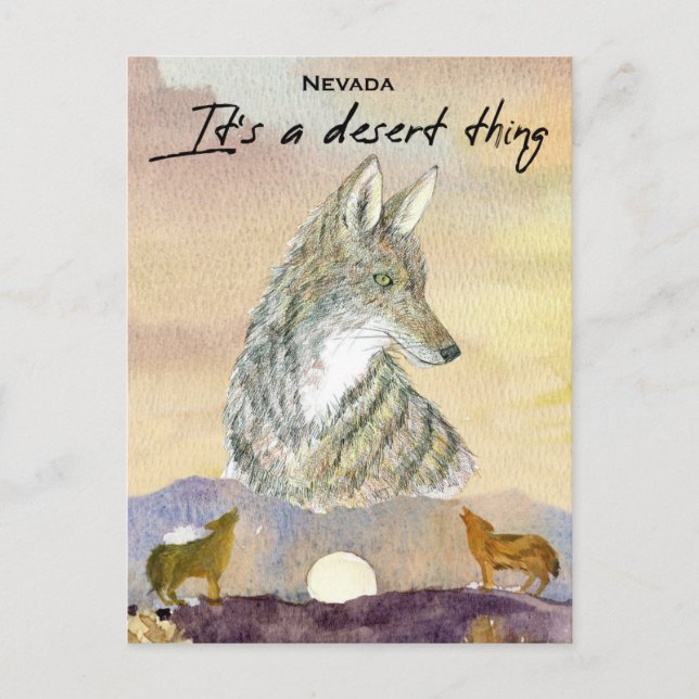 Postal Nevada Coyote It's A Desert Thing Sunrise (Anverso)