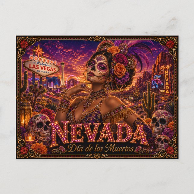 Postal Nevada Día de los Muertos Retro (Anverso)
