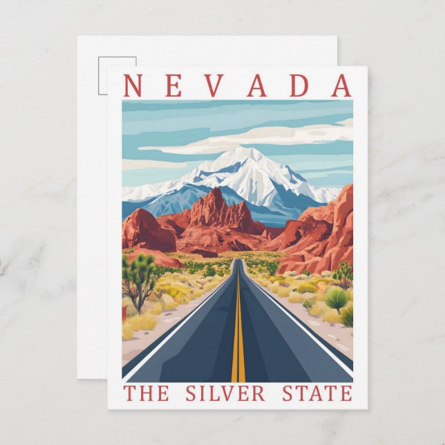 Postal Nevada Estado Plata EE.UU. Lugar de viaje (Anverso / Reverso)