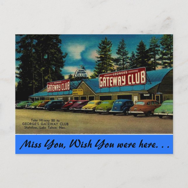 Postal Nevada, George's Gateway Club, Lago Tahoe (Anverso)