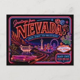 Postal Nevada Neon Estado Retro Vintage