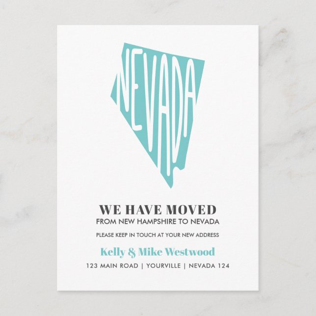 Postal NEVADA Nos hemos mudado Nueva dirección Nuevo Hoga (Anverso)