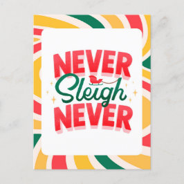 postal 'Never Sleigh Never' retro wave Navidades