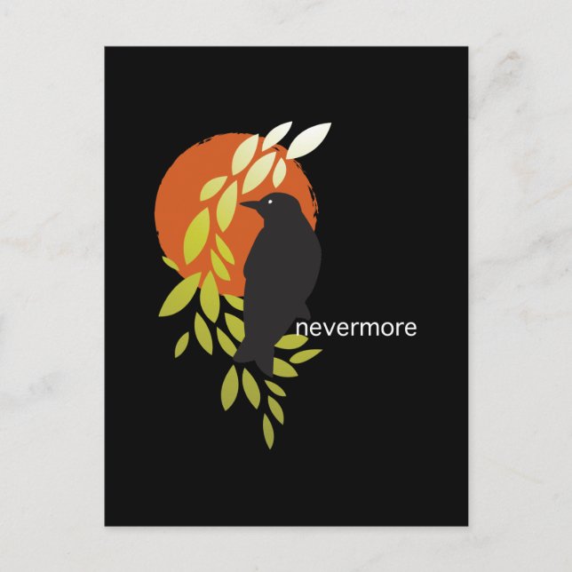 Postal Nevermore - Raven y Luna por Poe (Anverso)