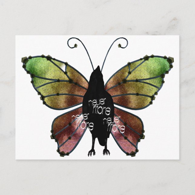 Postal Nevermore x3 Butterfly Raven (Anverso)