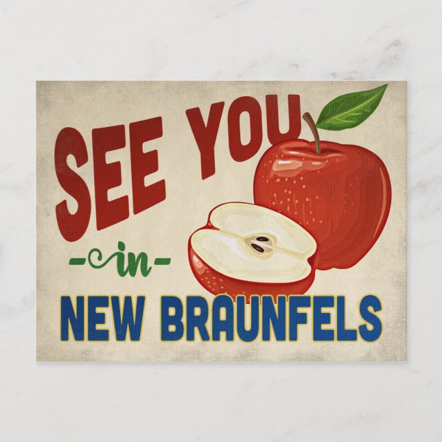 Postal New Braunfels Texas Apple - Vintage Travel (Anverso)