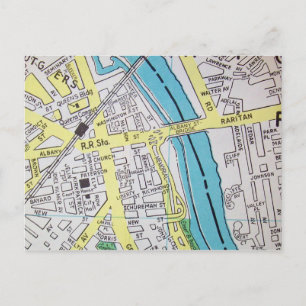 Postal New Brunswick, NJ Vintage Map