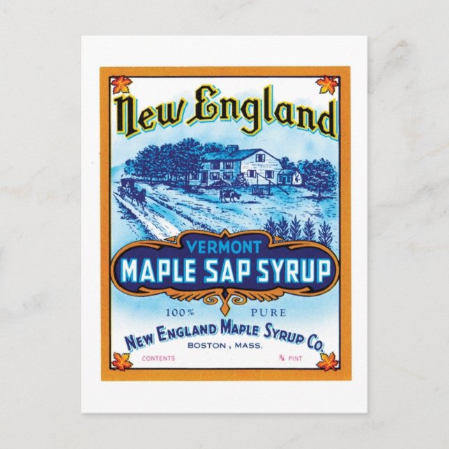 Postal New England Maple Sap Syrup Ad (Anverso)