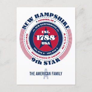 Postal New Hampshire, Concord, NH, Patriótico, Monograma