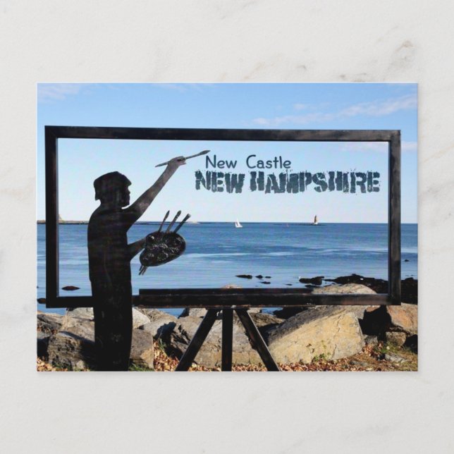 Postal New Hampshire, New Castle Great Island Escultura (Anverso)