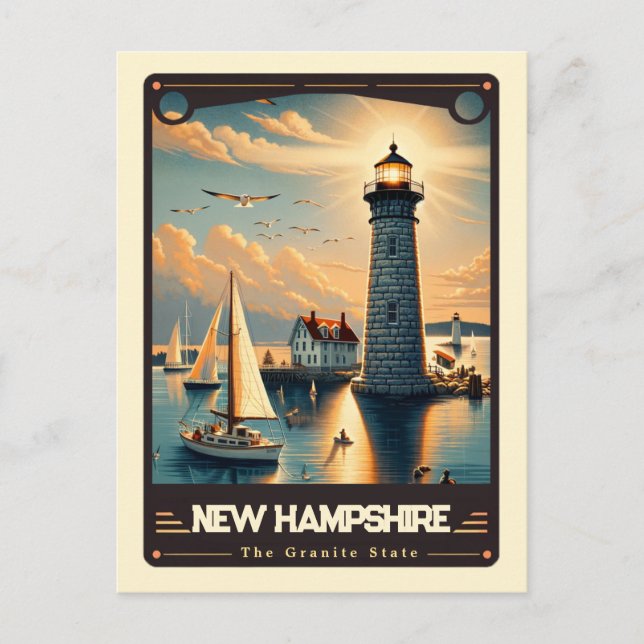 Postal New Hampshire | Vintage patriótico (Anverso)