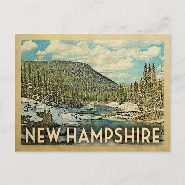 Postal New Hampshire Vintage Travel Snowowy Winter Nature (Anverso)