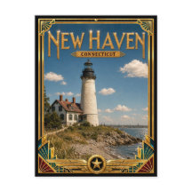New Haven Connecticut Arte Deco Vintage Edad de Or