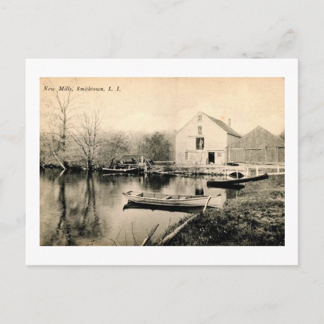 Postal New Mills, Smithtown, Long Island NY Vintage (Anverso)