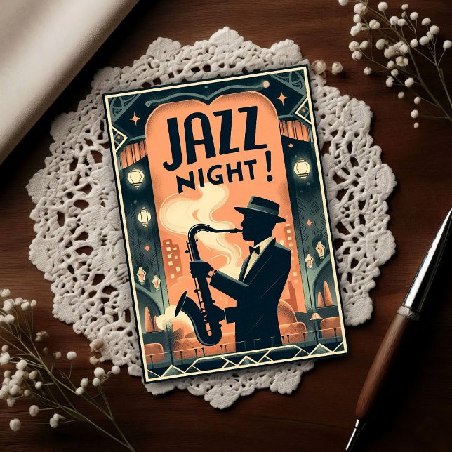 Postal New Orleans Jazz Night – Vintage Art  (Subido por el creador)
