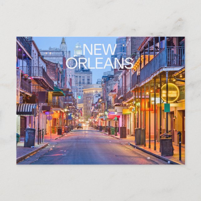 Postal New Orleans Louisiana Bourbon Street Night (Anverso)