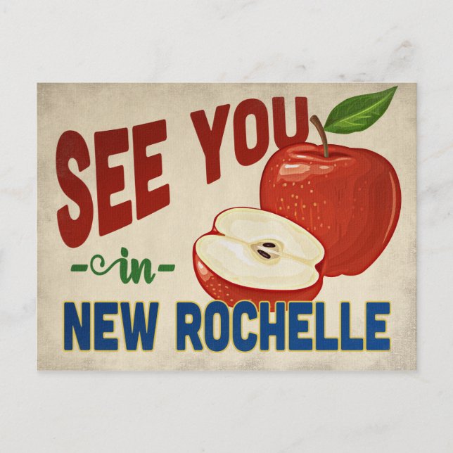 Postal New Rochelle New York Apple - Viajes de época (Anverso)