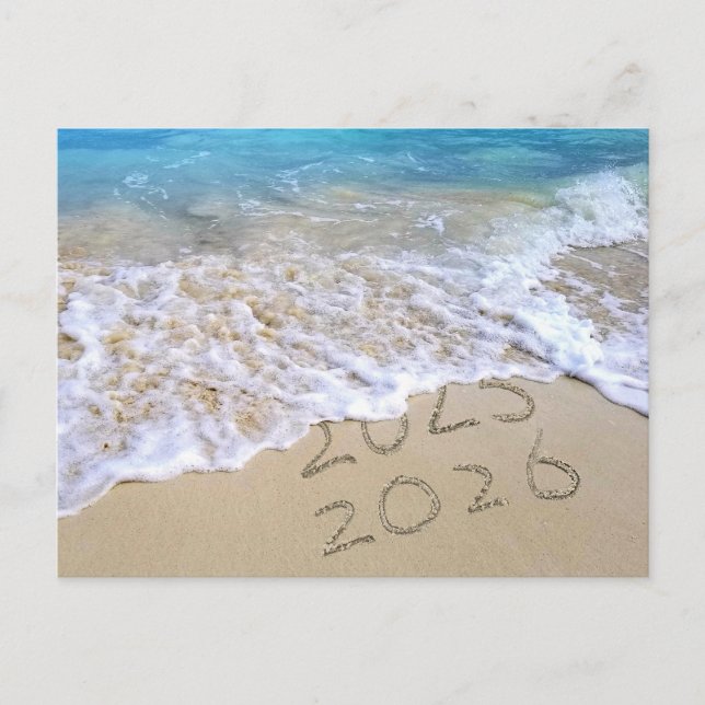 Postal New Year 2026 Beach Sand Gracias (Anverso)