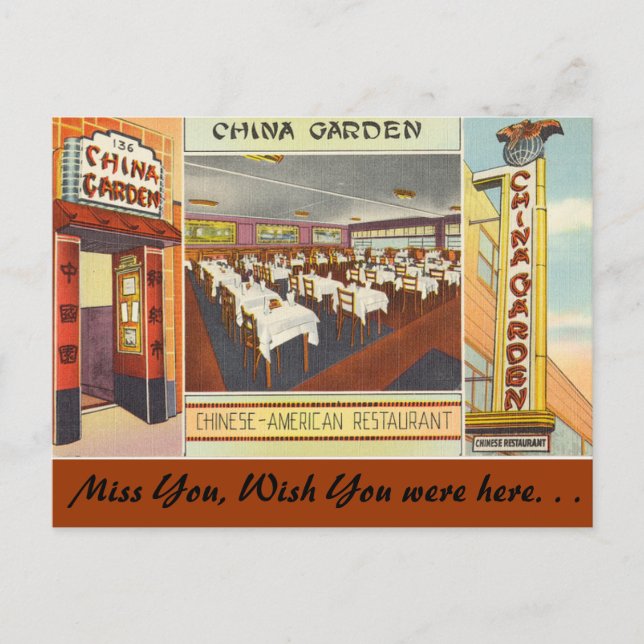 Postal New York, China Garden Restaurant (Anverso)