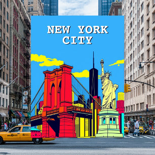 Postal New York City Arte de Viaje Brillante