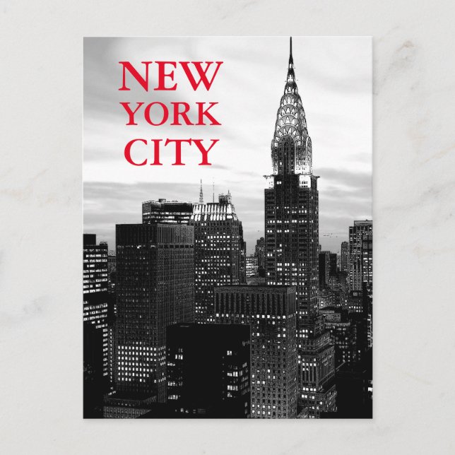 Postal New York City negro y blanco (Anverso)