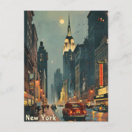 Postal New York City Night Empire State Elegance Vintage