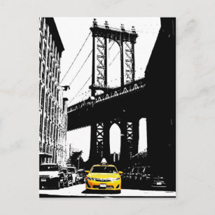Postal New York City Nyc Yellow Taxi Pop Art