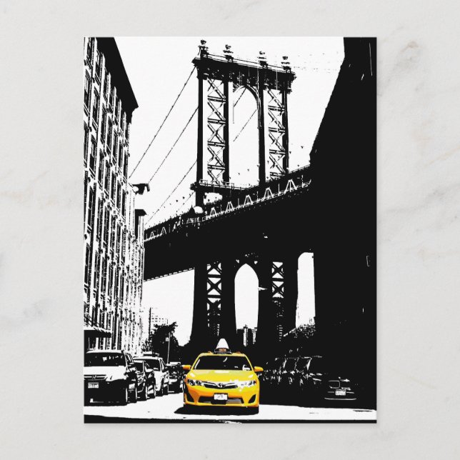 Postal New York City Nyc Yellow Taxi Pop Art (Anverso)