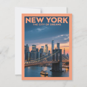 Postal New York City of Dreams - Puente de Brooklyn en Du