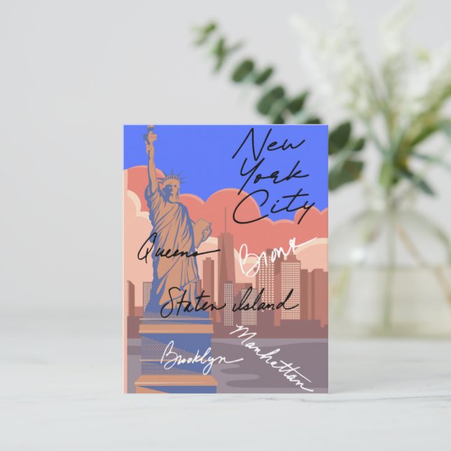 Postal New York City Postkarte –Skyline & Big Apple  (Anverso de pie)