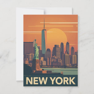 Postal New York City Retro Sunset