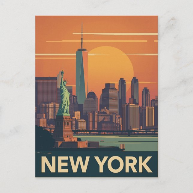 Postal New York City Retro Sunset (Anverso)