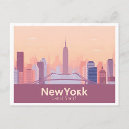 Postal New York City USA Pastel Travel