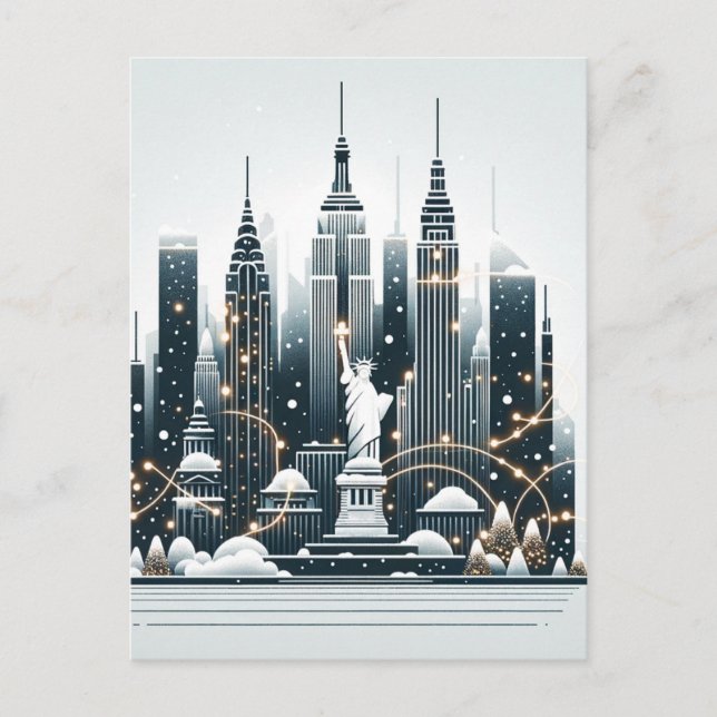 Postal New York Holiday Elegance - Navidades Personalizab (Anverso)