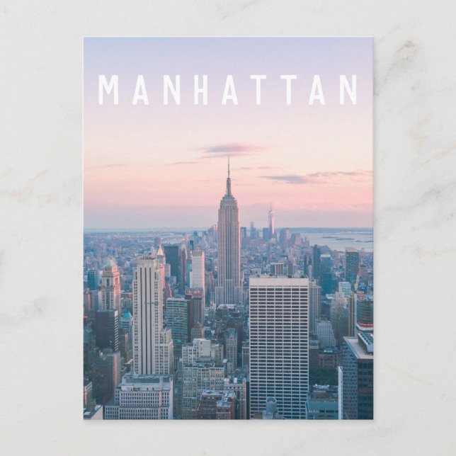 Postal New York Manhattan Mensajes de texto rosa azul cie (Anverso)