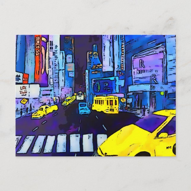 Postal New York NYC Original Art Times Square (Anverso)