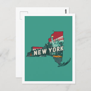 Postal New York Retro Travel Design Icónico Estados Unido