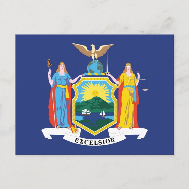 Postal New York State Flag Empire State Liberty Justice (Anverso)