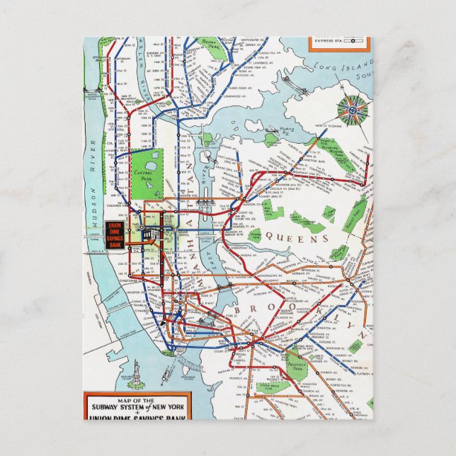 Postal New York: Subway Map, 1940 (Anverso)