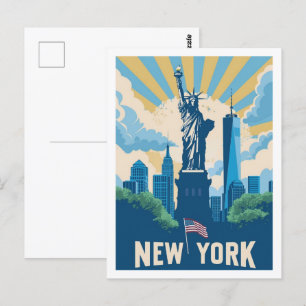 Postal New York United State Vintage Famage Travel Place