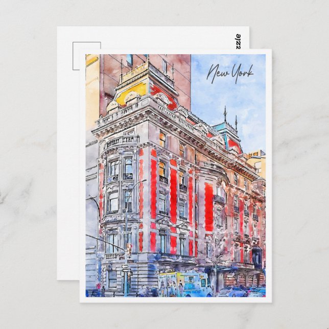 Postal New York USA Travel Place Watercolor (Anverso / Reverso)