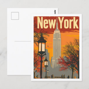 Postal New York USA Vintage Famage Travel Place