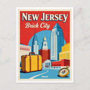 Postal NEWARK NJ Brick City – Retro de los 1950s