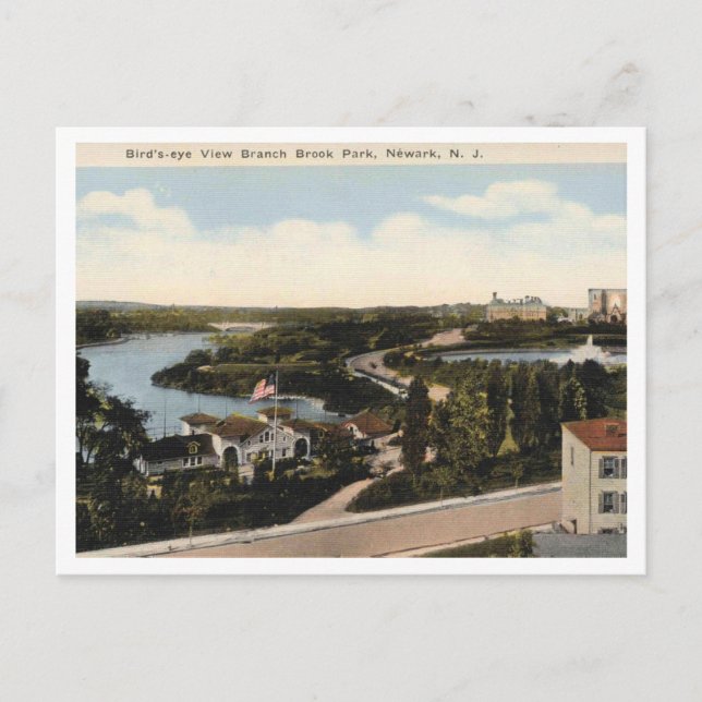 Postal Newark NJ, Panorama Branch Brook Park 1920 (Anverso)