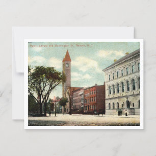 Postal Newark NJ, Washington St, Biblioteca, años 1910