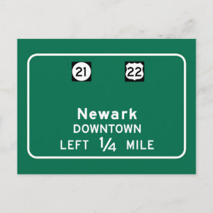 Postal Newark, señal de tráfico de NJ
