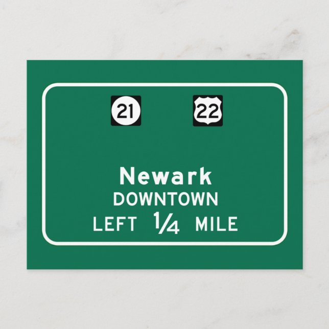 Postal Newark, señal de tráfico de NJ (Anverso)