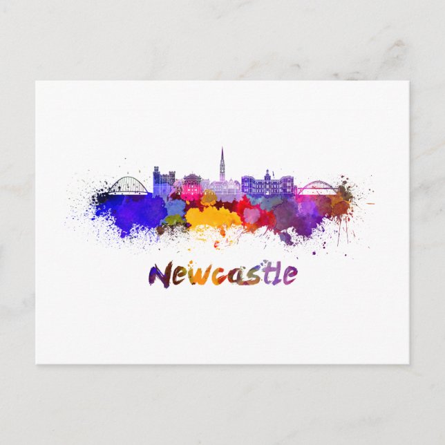 Postal Newcastle skyline in watercolor (Anverso)