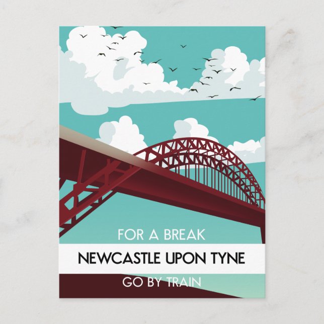 Postal Newcastle sobre el poster del puente Tyne. (Anverso)